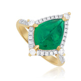 Emerald & Diamond Halo Ring 18KT Yellow Gold Geometrical -Shaped  – 3.61ct