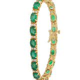 14KT Yellow Gold Emerald Tennis Bracelet 14KT Yellow Gold – 19.00 CT Natural Emeralds & 1.14 CTW Diamonds