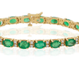 14KT Yellow Gold Emerald Tennis Bracelet 14KT Yellow Gold – 19.00 CT Natural Emeralds & 1.14 CTW Diamonds