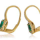 Emerald and Diamond Drop Earrings 14KT Yellow Gold