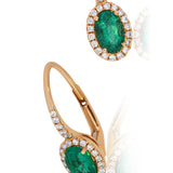 Emerald and Diamond Drop Earrings 14KT Yellow Gold