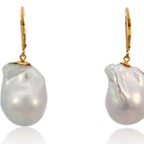 14K Yellow Gold Baroque Freshwater Pearl Drop Earrings – Unique Artisan Design