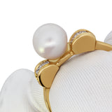 Pearl & Diamond Ring 14K Yellow Gold – 0.20 CTW, Size 6.75