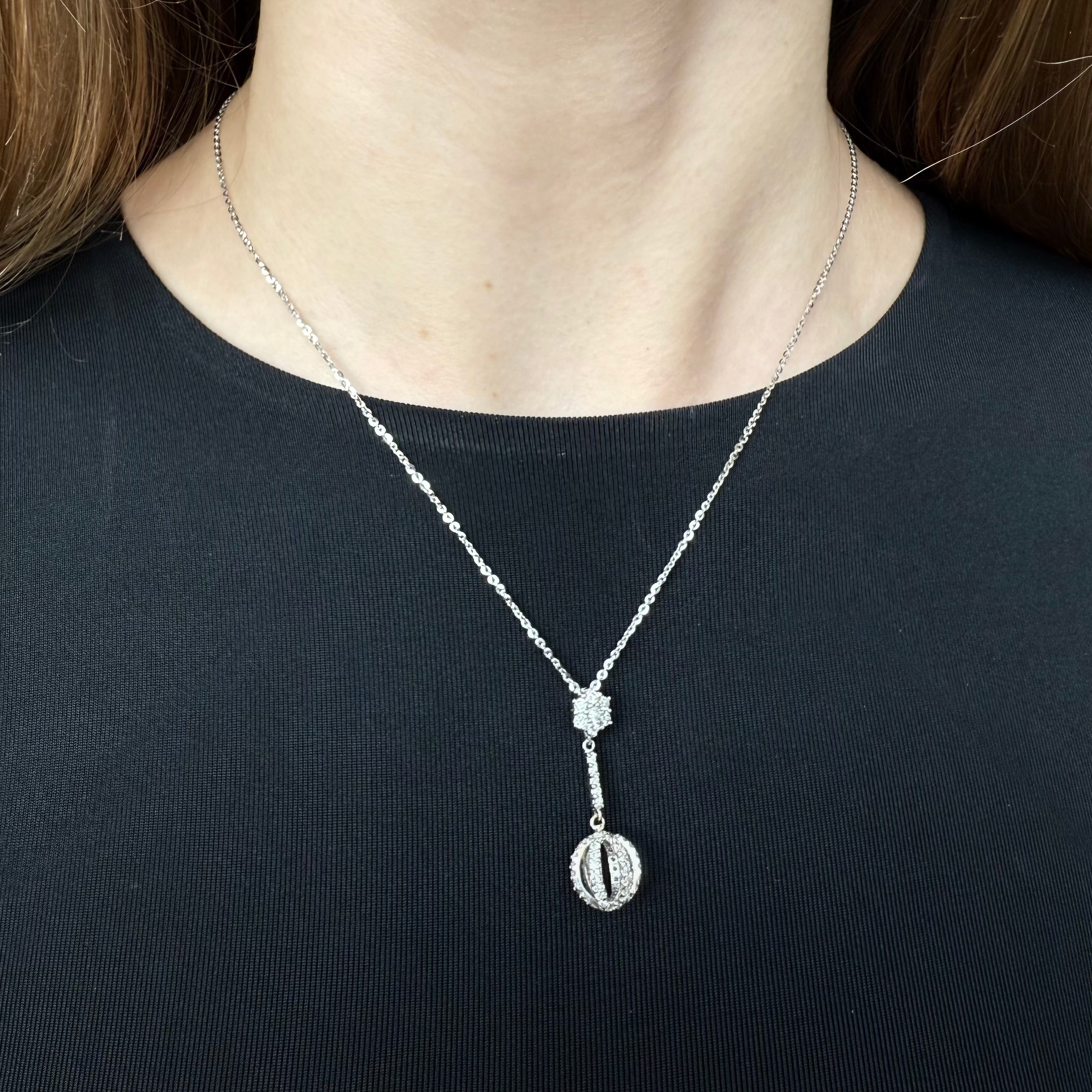 Decoage 14KT White Gold All-Around Diamond Pendant Necklace