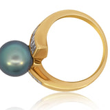 14K Yellow Gold Tahitian Pearl & Diamond Ring