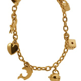 18K Yellow Gold Vintage Charm Bracelet – Estate Jewelry with Playful Motifs