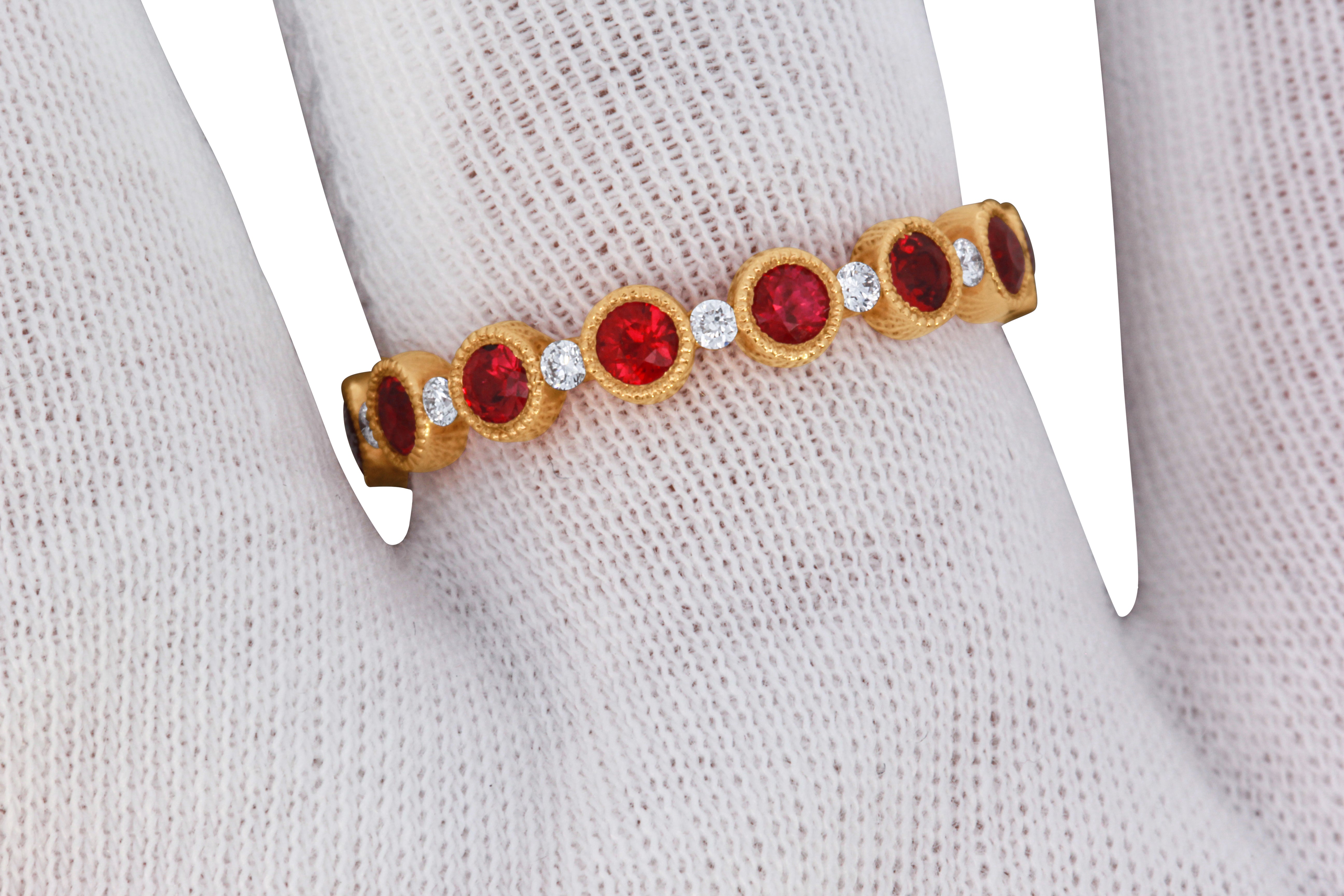 18K Yellow Gold Ruby and Diamond Eternity Band