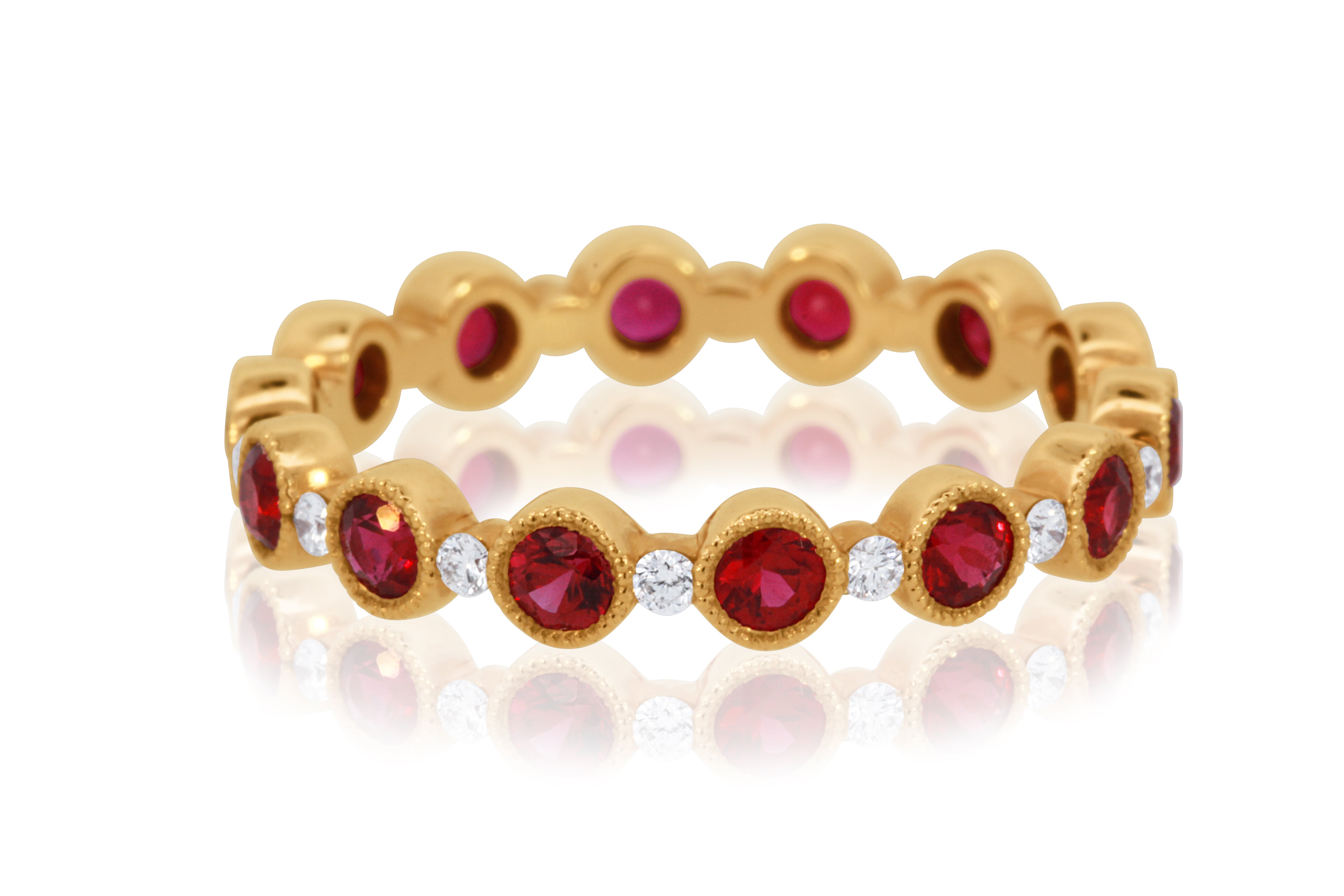 18K Yellow Gold Ruby and Diamond Eternity Band