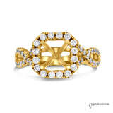 Clementine - 18KT Yellow Gold Cushion Semi-Mount Engagement Ring