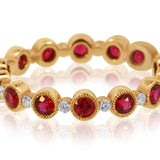 18K Yellow Gold Ruby and Diamond Eternity Band