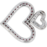 14K White Gold Double Heart Pendant with Ruby & Diamonds