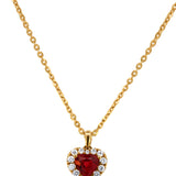 Ruby Heart Pendant with Diamonds & 14kt Chain