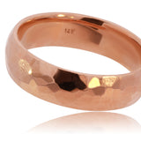 Hammered finish Men's Wedding Band 14KT Rose Gold