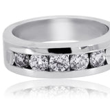 Men’s Diamond Wedding Band 14K White Gold  Channel Set Diamonds