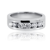 Men’s Diamond Wedding Band 14K White Gold  Channel Set Diamonds