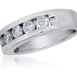 Men’s Diamond Wedding Band 14K White Gold  Channel Set Diamonds