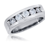 Men’s Diamond Wedding Band 14K White Gold  Channel Set Diamonds
