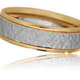 14K Two-Tone Gold Men’s Wedding Band | Hammered Matte Center