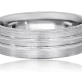 Men’s Platinum Wedding Band Ring – 7mm Brushed & Polished Grooved Design | Size 10.5 | Luxury Fine Jewelry