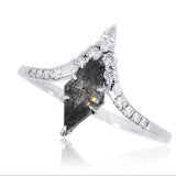 Salt & Pepper Diamond Ring 14KT White Gold –Accent Diamonds