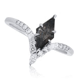 Salt & Pepper Diamond Ring 14KT White Gold –Accent Diamonds