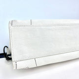 BALENCIAGA  Veau Soyeux Perforated Blackout Hardware S City White Motocross Perforated Bag