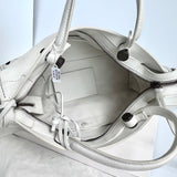 BALENCIAGA  Veau Soyeux Perforated Blackout Hardware S City White Motocross Perforated Bag