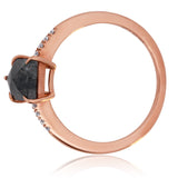 Elongated Pentagonal Salt and Pepper Diamond Ring 14KT Rose Gold –  Unique Geometric Ethereal Engagement Ring