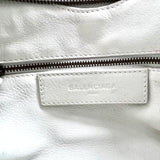BALENCIAGA  Veau Soyeux Perforated Blackout Hardware S City White Motocross Perforated Bag