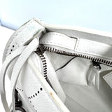 BALENCIAGA  Veau Soyeux Perforated Blackout Hardware S City White Motocross Perforated Bag