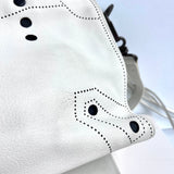 BALENCIAGA  Veau Soyeux Perforated Blackout Hardware S City White Motocross Perforated Bag