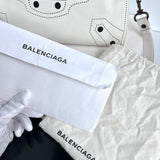 BALENCIAGA  Veau Soyeux Perforated Blackout Hardware S City White Motocross Perforated Bag