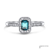 Lobelia - 18KT White Gold Natural Blue Emerald Diamond Engagement Ring