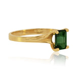 14K Yellow Gold Emerald-Cut Green Tourmaline Ring | Gemstone | Classic Modern Design