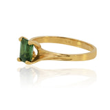 14K Yellow Gold Emerald-Cut Green Tourmaline Ring | Gemstone | Classic Modern Design