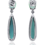 14K White Gold Green Tourmaline and Diamond Drop Earrings | Tourmaline & Diamond Dangle Earrings