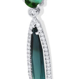 14K White Gold Green Tourmaline and Diamond Drop Earrings | Tourmaline & Diamond Dangle Earrings