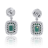 18K White Gold Green and Pink Tourmaline Diamond Halo Drop Earrings | Green Tourmaline & Pink Tourmaline