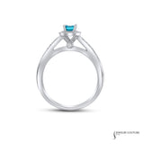 Lobelia - 18KT White Gold Natural Blue Emerald Diamond Engagement Ring