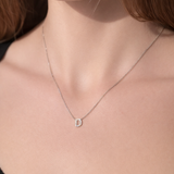 Initial “D” Pendant Necklace 14K White Gold Diamond | 17.4” Chain
