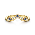 Gabriel & Co. Janay 14K Yellow Gold Curved Sapphire and Diamond Anniversary Band
