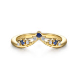 Gabriel & Co. Janay 14K Yellow Gold Curved Sapphire and Diamond Anniversary Band
