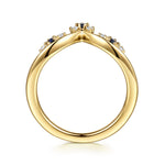 Gabriel & Co. Janay 14K Yellow Gold Curved Sapphire and Diamond Anniversary Band - view 2