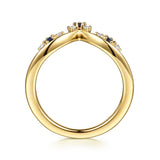 Gabriel & Co. Janay 14K Yellow Gold Curved Sapphire and Diamond Anniversary Band - view 2