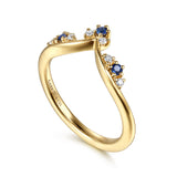 Gabriel & Co. Janay 14K Yellow Gold Curved Sapphire and Diamond Anniversary Band - view 3