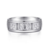 John Hammered Station 14K White Rose Gold Wedding Band