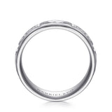 John Hammered Station 14K White Rose Gold Wedding Band