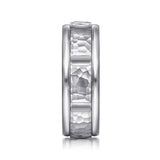 John Hammered Station 14K White Rose Gold Wedding Band