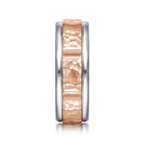 John Hammered Station 14K White Rose Gold Wedding Band