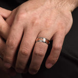 John Hammered Station 14K White Rose Gold Wedding Band